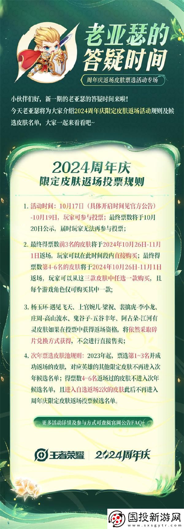 王者荣耀2024周年庆皮肤返场票选活动怎么参加