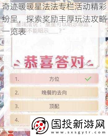 奇迹暖暖星法法专栏活动精彩纷呈探索奖励丰厚玩法攻略一览表