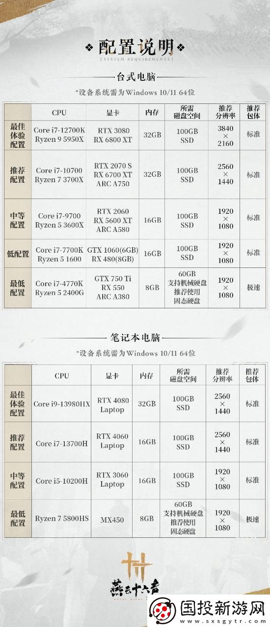 燕云十六声公测倒计时2天!官方发布安装指南