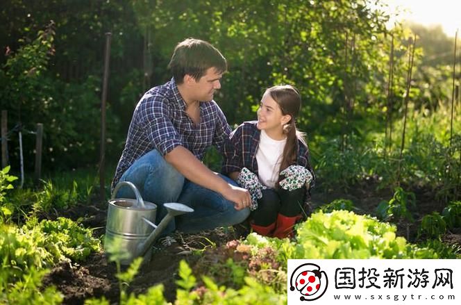 父亲有力挺送女儿的花园