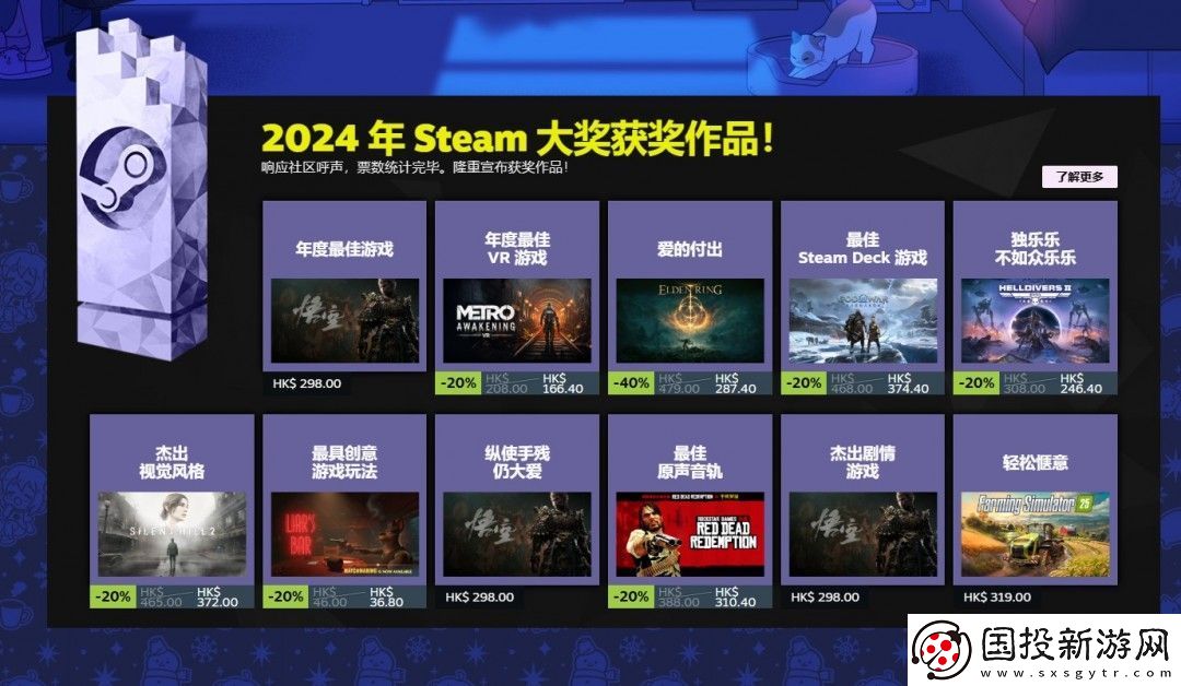 2024年Steam大奖获奖名单
