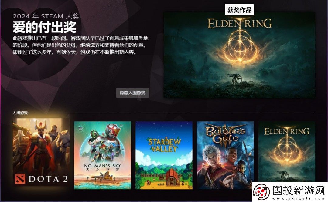 2024年Steam大奖获奖名单