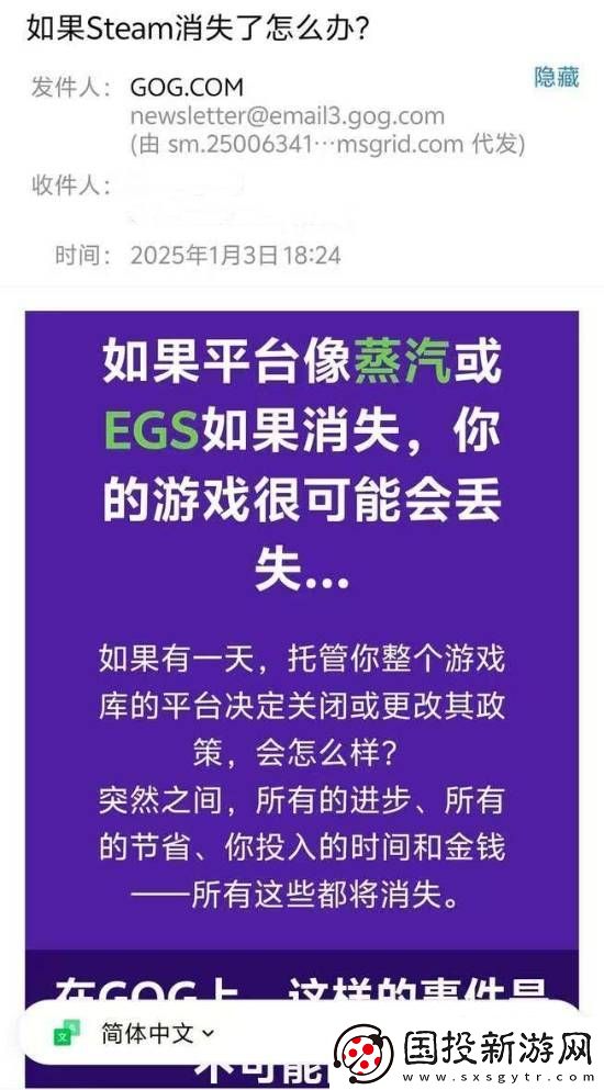 CDPR旗下游戏商店GOG发推广邮件