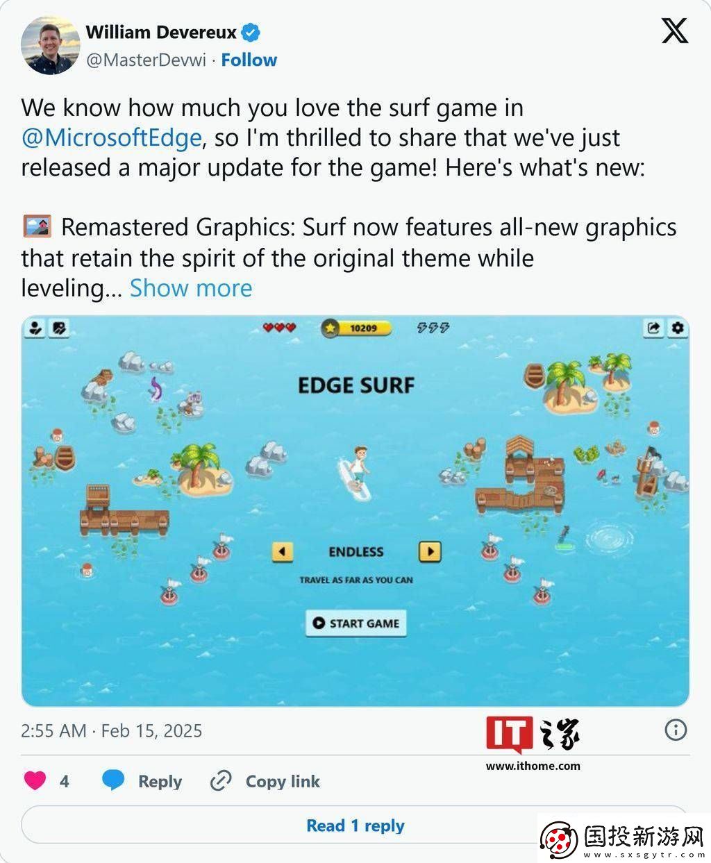 微软Edge冲浪小游戏大升级！全新画面、自定义角色等你挑战