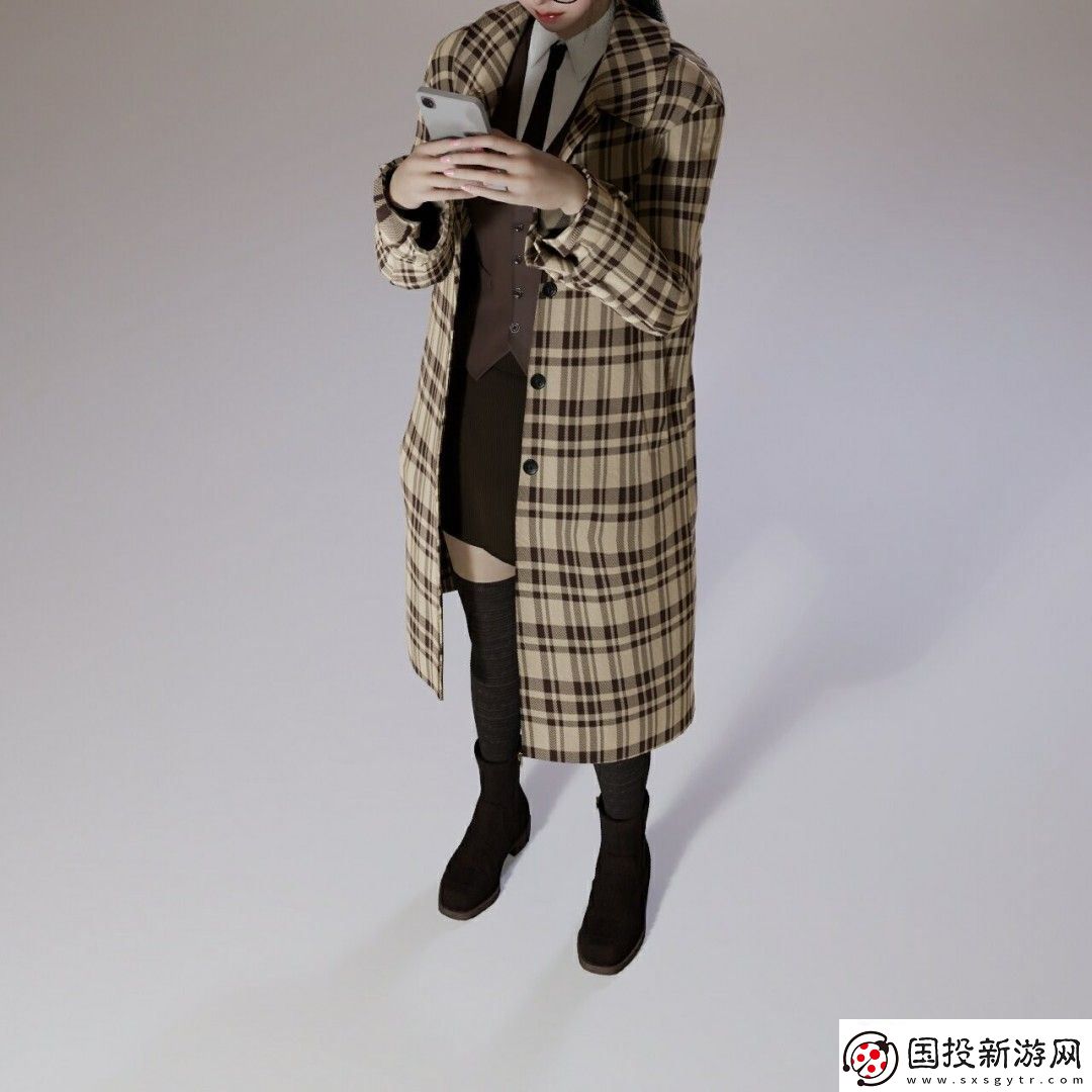 inZOI卡其色格子风衣服装分享